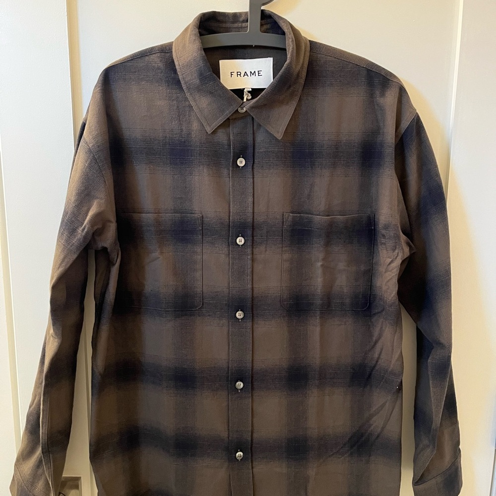 FRAME Denim Plaid Flannel Shirt 100% Cotton